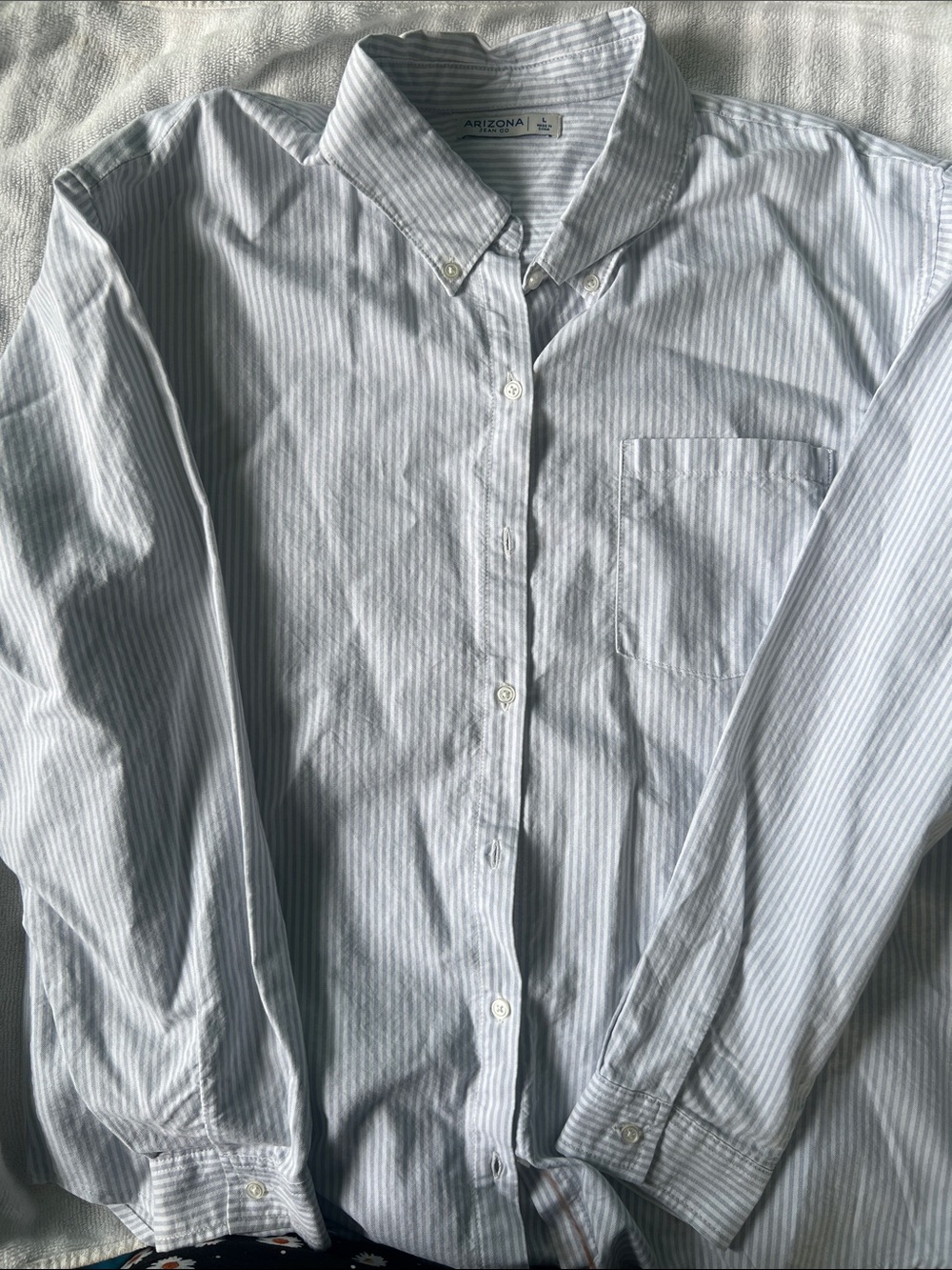 Large Arizona Jean Company Light Blue Stripe Button-Down Woman’s Shirt